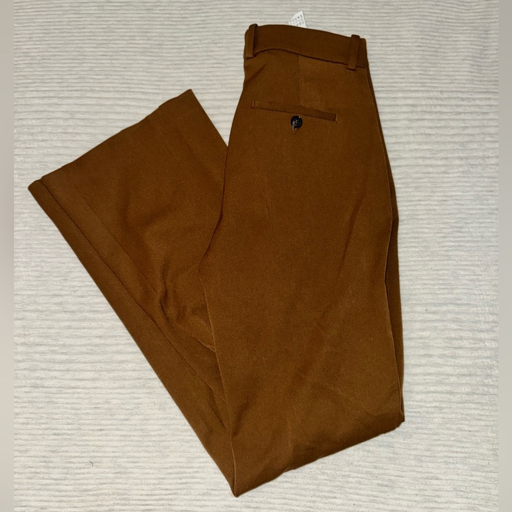 Zara Brown High-Waist Tailored Trousers